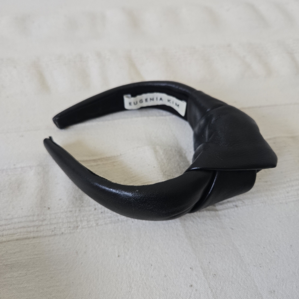 Eugenia Kim Maryn Tall Knot Black Leather Headband Retro Rare - Picture 9 of 16